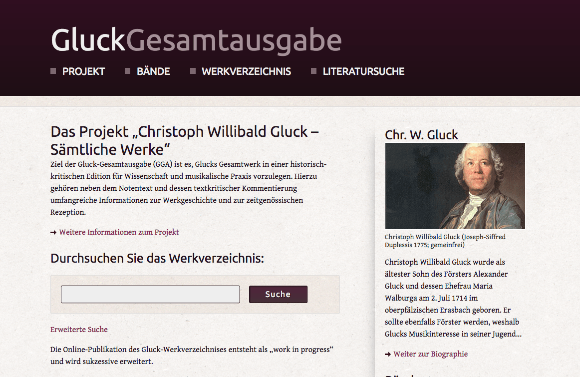 Screenshot von http://gluck-gesamtausgabe.de/